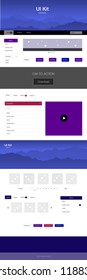 Light Blue, Red vector design ui kit with landscape. Colorful Style guide with mountains on abstract background. Simple colorful design for tourist websites.