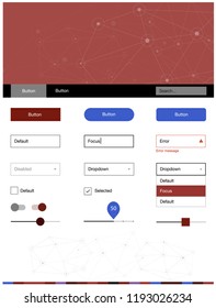 Light Blue, Red vector design ui kit with mosaic, circles. Ui kit design in abstract style with colorful crystals, circles. This template you can use for landing pages.