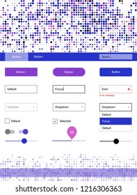 Light Blue, Red vector design ui kit with dots. Web ui kit with abstract gradient circles in its header. Simple colorful design for websites.