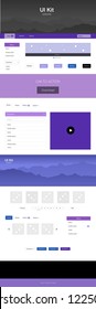 Light Blue, Red Vector Design Ui Kit With Landscape. Colorful Style Guide With Mountains On Abstract Background. Template For Landing Pages Of Leisure.