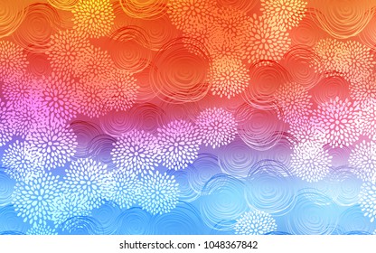 Light Blue, Red vector doodle blurred template. Sketchy doodles with flowers on blurred background. The pattern can be used for wallpapers and coloring books.