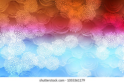 Light Blue, Red vector doodle bright background. Shining colored illustration with flowers in doodle style. The textured pattern can be used for website.