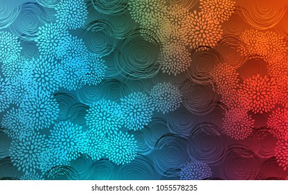 Light Blue, Red vector doodle blurred texture. Colorful abstract illustration with flowers in doodle style. Brand-new design for your business.