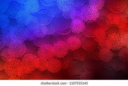 Light Blue, Red vector doodle bright background. Flowers on blurred abstract background with gradient. The completely new template can be used for your brand book.