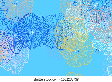 Light Blue, Red vector doodle template with leaves. Sketchy doodle flowers on white background. New design for your business.