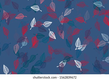 Light Blue, Red vector doodle template. Creative illustration in simple style with leaves. The template for background of cell phones.