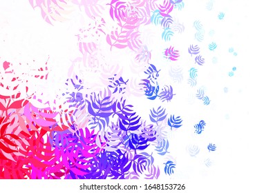 Azul claro, Doodle vectorial rojo con hojas. Nueva ilustración colorida en estilo doodle con hojas. Diseño pintado a mano para web, envoltura.