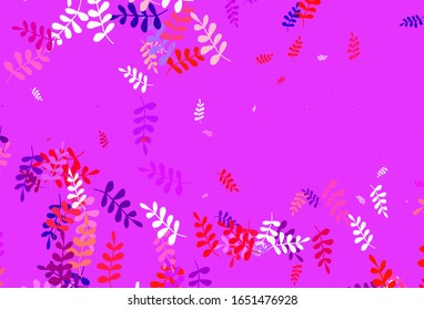Light Blue, Red vector doodle layout with leaves. Doodle illustration of leaves in Origami style with gradient. Elegant pattern for your brand book.