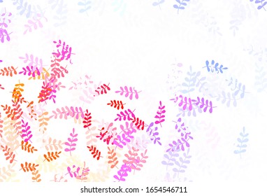 Light Blue, Red vector doodle background with leaves. Colorful illustration in doodle style with leaves. Colorful pattern for kid's books.