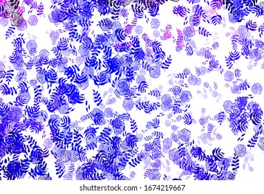 Light Blue, Red vector doodle background with leaves, flowers. Sketchy doodles on white background. New design for your business.