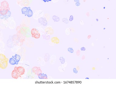 Light Blue, Red vector doodle backdrop with flowers. Colorful illustration in doodle style with flowers. New template for your brand book.
