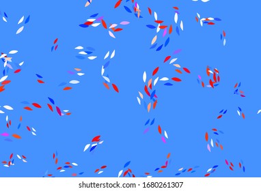 Light Blue, Red vector doodle background with leaves. Doodle illustration of leaves in Origami style with gradient. Elegant pattern for your brand book.