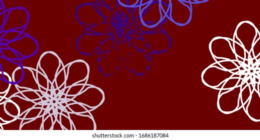 Light Blue, Red vector doodle pattern with flowers. Simple design with flowers on abstarct background. Pattern for website designs.