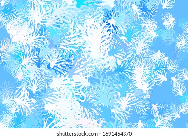 Light Blue, Red vector doodle background with leaves. Leaves and branches with gradient on white background. A new texture for your wallpaper design.