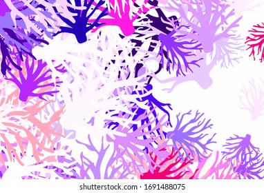 Light Blue, Red vector doodle backdrop with leaves. Illustration with doodles on abstract template. Elegant pattern for your brand book.