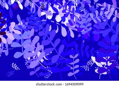 Light Blue, Red vector doodle background with leaves. Shining colored illustration with leaves in doodle style. Pattern for wallpapers, coloring books.