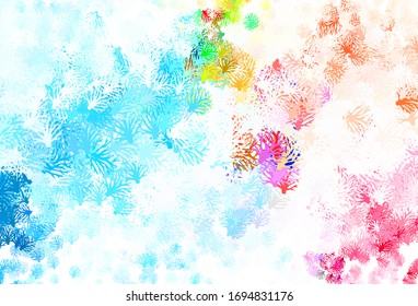 Azul claro, fondo de doodle vectorial rojo con ramas. Ilustración abstracta brillante con hojas y ramas. El mejor diseño para su negocio.