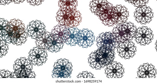 Light Blue, Red vector doodle texture with flowers. Simple colored illustration with abstarct flowers. Pattern for website designs.