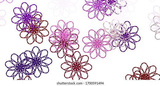Hellblaues, rotes Vektorillustration-Doodle-Muster mit Blumen. Abstrakte Illustration mit Blumen im Origami-Stil. Das beste Design für Ihr Unternehmen.