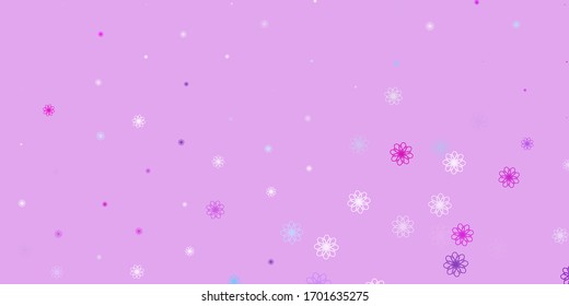 Textura de doodle azul claro, roja vectorial con flores. Flores abstractas de color degradado sobre un fondo sencillo. Patrón colorido para las fiestas de primavera.