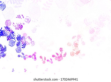 Light Blue, Red vector doodle layout with leaves. Sketchy doodles with leaves on blurred background. New template for your brand book.