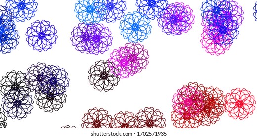 Light Blue, Red vector doodle template with flowers. Gradient colorful abstract flowers on simple background. Best design for your business.