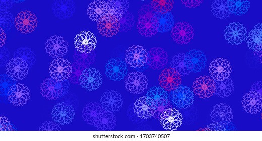 Light Blue, Red vector doodle background with flowers. Simple colored illustration with abstarct flowers. Pattern for women day promotion.