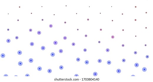 Light Blue, Red vector doodle background with flowers. Simple colored illustration with abstarct flowers. Smart design for leaflets, books.