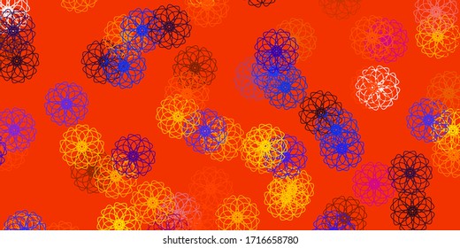 Light Blue, Red vector doodle background with flowers. Simple colored illustration with abstarct flowers. Colorful pattern for spring parties.