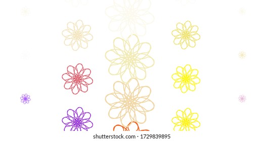 Light Blue, Red vector doodle texture with flowers. Abstract illustration with flowers in Origami style. Colorful pattern for spring parties.