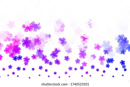 Light Blue, Red vector doodle background with flowers. Colorful illustration in doodle style with flowers. New design for your business.