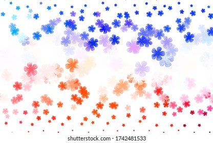 Light Blue, Red vector doodle pattern with flowers. Colorful illustration in doodle style with flowers. Doodle design for your web site.