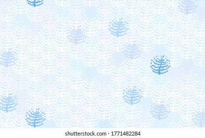 Azul claro, rojo vectorial doodle fondo con ramas, árboles. Nueva ilustración de color con hojas y ramas. Diseño de Doodle para su sitio web.