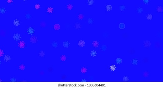 Azul claro, rojo vectorial fondo de doodle con flores. Ilustración con flores coloridas abstractas con gradiente. Mejor diseño para su negocio.