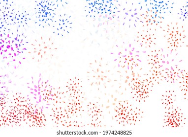 Light Blue, Red vector doodle texture with leaves. leaves on elegant natural pattern with gradient. The best design for your business.