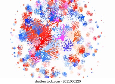 Light Blue, Red vector doodle pattern with branches. Brand new colored illustration with leaves and branches. Pattern for heads of websites, designs.