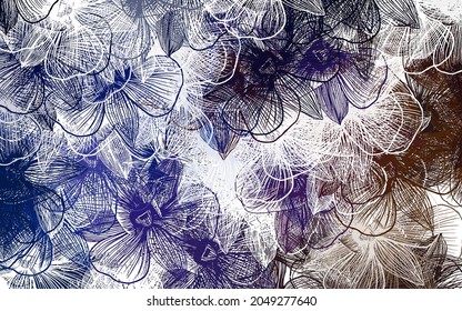 Diseño de garabatos vectorial rojo, azul claro con flores. Ilustración abstracta brillante con flores. Nuevo diseño para su negocio.