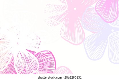 Light Blue, Red vector doodle backdrop with flowers Shining colored illustration with flowers. Hand painted design for web, wrapping.