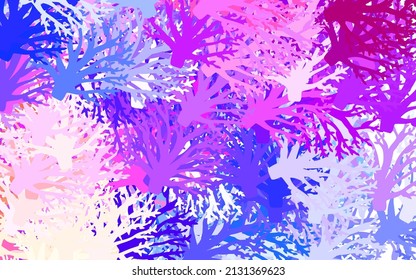 Light Blue, Red vector doodle pattern with leaves, branches. An elegant bright illustration with leaves and branches. Colorful pattern for kid's books.