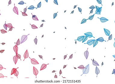Light Blue, Red vector doodle template. Brand new colorful illustration in modern style with leaves. A new texture for your design.