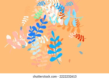 Light Blue, Red vector doodle background with leaves. Colorful illustration in doodle style with leaves. New template for your design.