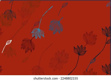 Light Blue, Red vector doodle layout. New colorful illustration in doodle style with leaves. Pattern for coloring books and pages for kids.