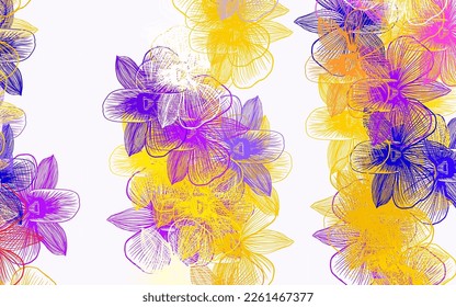 Hellblau, roter Vektor-Doodle-Textur mit Blumen. Dekoratives Design von Blumen auf weißem Hintergrund. Handgemalt Design für Web, Umhüllung.