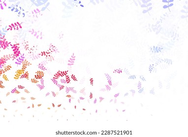 Light Blue, Red vector doodle pattern with leaves. Glitter abstract illustration with doodles and leaves. Hand painted design for web, wrapping.