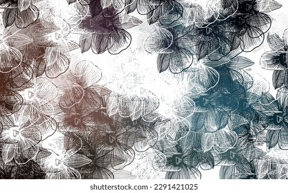 Light Blue, Red vector doodle background with flowers. Modern abstract illustration with flowers. The best design for your business.