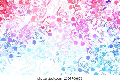 Light Blue, Red vector doodle texture with flowers Colorful illustration in doodle style with flowers. Hand painted design for web, leaflets.