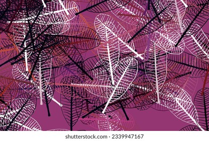 Light Blue, Red vector doodle pattern with leaves. Colorful abstract illustration with leaves in doodle style. Hand painted design for web, leaflets.