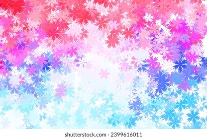Hellblaues, rotes Vektor-Doodle-Muster mit Blumen. Illustration mit bunten abstrakten Doodle-Blumen. Muster für Kopf der Websites, Designs.