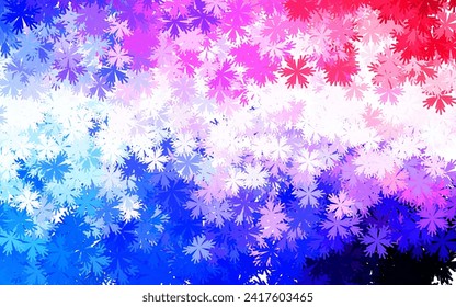 Light Blue, Red vector doodle background with flowers. Glitter abstract illustration with flowers. New design for your business.