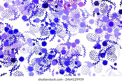 Light Blue, Red vector doodle template with flowers, roses. Glitter abstract illustration with flowers. Hand painted design for web, wrapping.